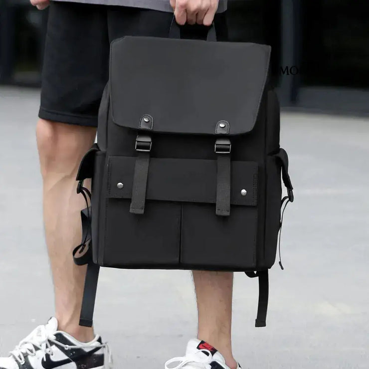 PU Leather Multi-Pockets Adjustable Strap Backpack Bag Black / One Size