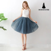 Puff Skirt Pleated Skirt Mesh Skirt Adult Skirt A-Line Skirt Grey blue / One size