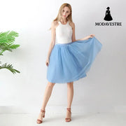 Puff Skirt Pleated Skirt Mesh Skirt Adult Skirt A-Line Skirt Lake Blue / One size
