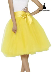 Puff Skirt Pleated Skirt Mesh Skirt Adult Skirt A-Line Skirt Yellow / One size