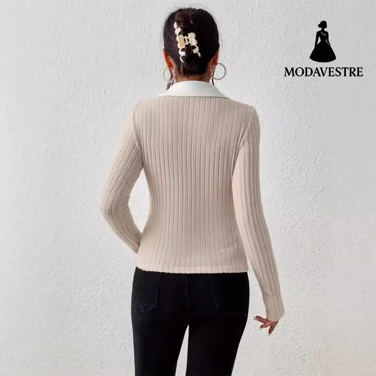 Pullover Knitting Long-sleeved Top Large V Lapel Knitted Products