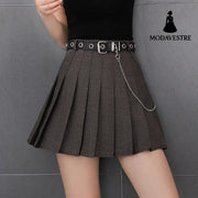 Punk style street skirt pleated skirt skirt Coffee / L