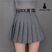 Punk style street skirt pleated skirt skirt Light Grey / L