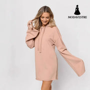 Pure Color Split Dress Baggy Fashion Top Knitted Products