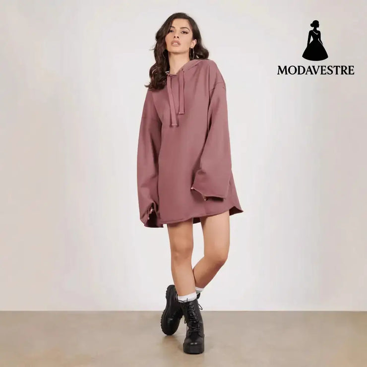 Pure Color Split Dress Baggy Fashion Top Knitted Products