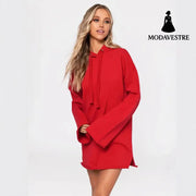 Pure Color Split Dress Baggy Fashion Top Knitted Products