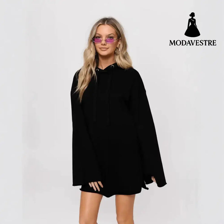 Pure Color Split Dress Baggy Fashion Top Knitted Products