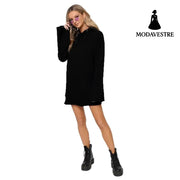 Pure Color Split Dress Baggy Fashion Top Knitted Products