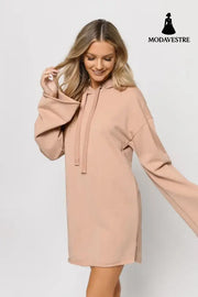 Pure Color Split Dress Baggy Fashion Top Pink / L Knitted Products