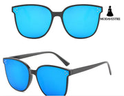 Rectangle Sunglasses Women Rimless Square Sun Glasses Black frame ice blue