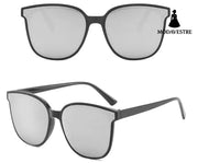 Rectangle Sunglasses Women Rimless Square Sun Glasses Black frame white mercury