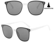 Rectangle Sunglasses Women Rimless Square Sun Glasses White frame black grey