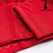 Red Sequin Embroidered Corset Top – Elegant Shimmer Lace Camisole with Support