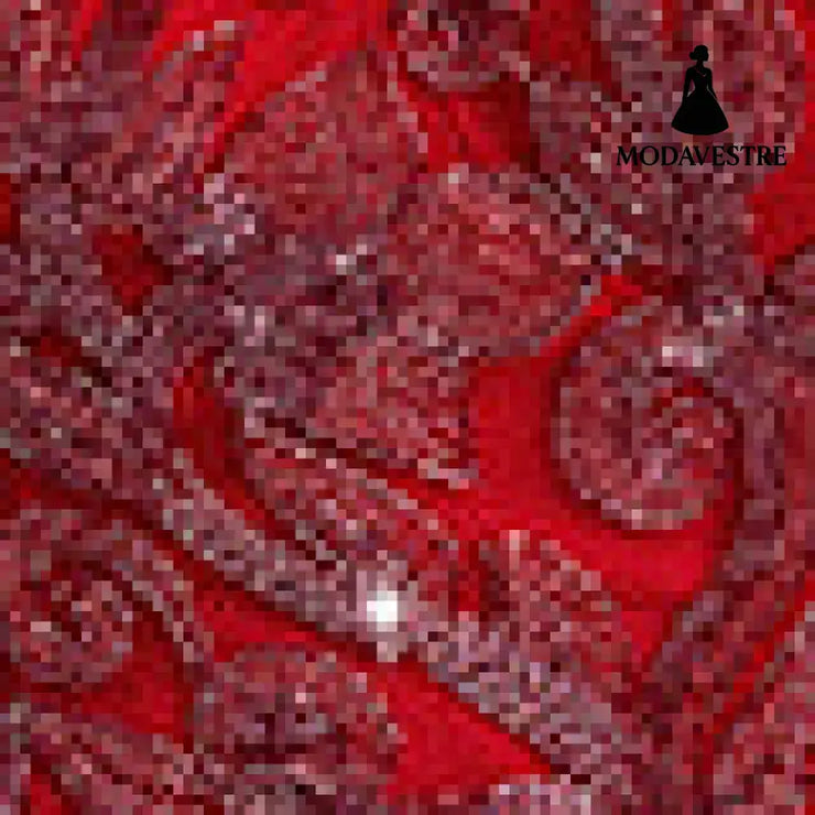 Red Sequin Embroidered Corset Top – Elegant Shimmer Lace Camisole with Support