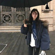 Retro Big Fur Collar Hooded Cotton Jacket Women’s Coat Jacket