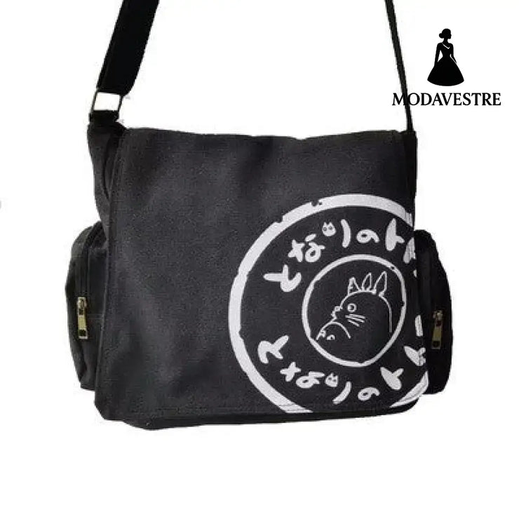 Retro canvas bag men’s shoulder bag crossbody bag large capacity casual bag travel bag unisex canvas bag Black