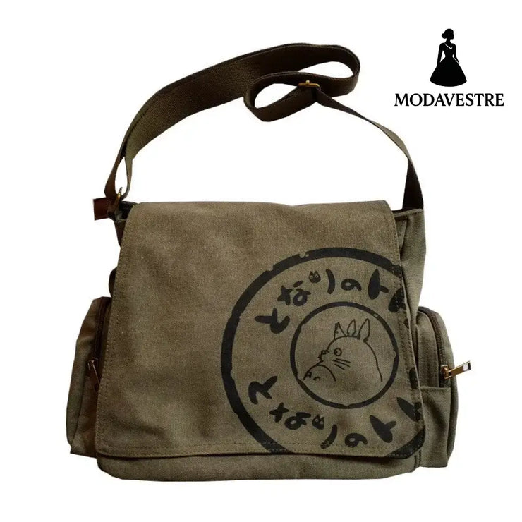 Retro canvas bag men’s shoulder bag crossbody bag large capacity casual bag travel bag unisex canvas bag Olive color