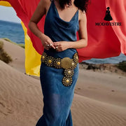 Retro Personality Men’s And Women’s Belts Exaggerated Hip Hop Punk Metal Cutout Round Fashion Belts