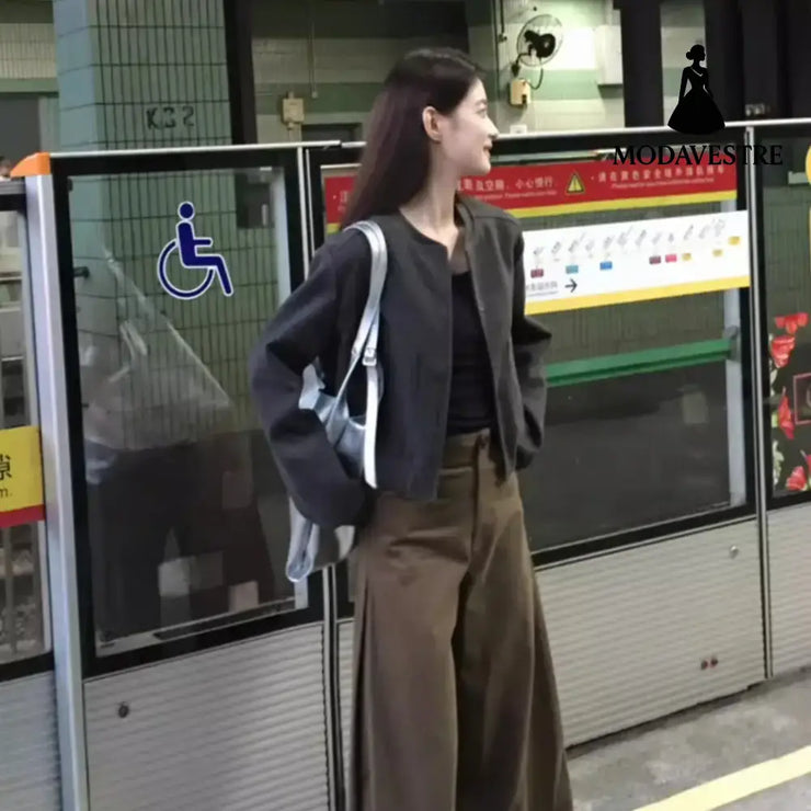 Retro Short Baseball Jacket Women’s Niche Loose Casual Jacket