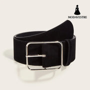 Retro Wide Waist Slimming Dress Elegant American Belt Black Accessory