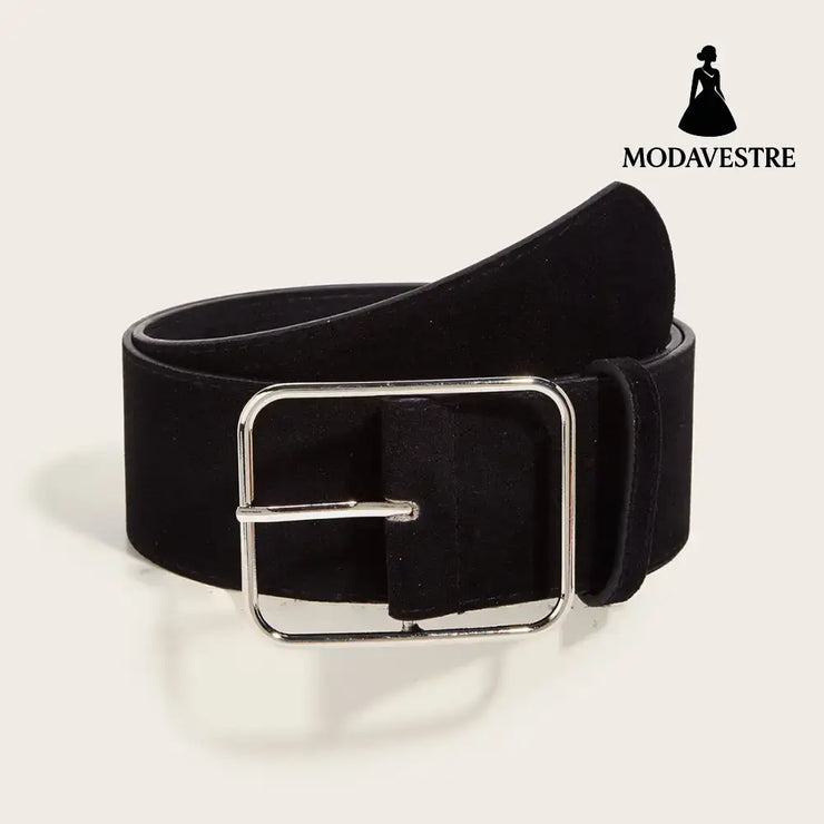 Retro Wide Waist Slimming Dress Elegant American Belt Black Accessory