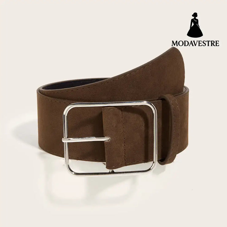 Retro Wide Waist Slimming Dress Elegant American Belt Brown Accessory