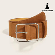 Retro Wide Waist Slimming Dress Elegant American Belt Camel Accessory