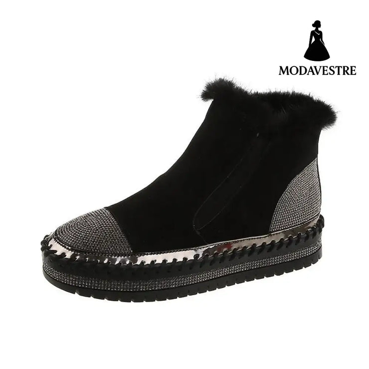 Rhinestone Ankle Boots Women Platform Shoes Fashion Boot