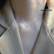 S925 pure silver plated with 14K gold mini heart necklace women’s diamond studded peach heart extremely fine collarbone