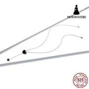 S925 Sterling Silver Black Heart Clavicle Chain Women Necklace Sterling Silver 925