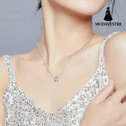 S925 Sterling Silver Necklace for Women Plated with White Gold Cute Pink Ladybug Pendant Necklace Sterling Silver 925