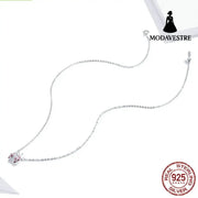 S925 Sterling Silver Necklace for Women Plated with White Gold Cute Pink Ladybug Pendant Necklace Sterling Silver 925
