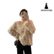 Sequin Design Sense Elegant Knitwear Women Beige Sequins / Free Size