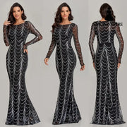Sequins Women Maxi Dresses Long Sleeve Female Party Dresses Figure1 / L