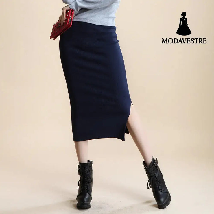 Sexy Chic Pencil Skirts Navy Blue / One size