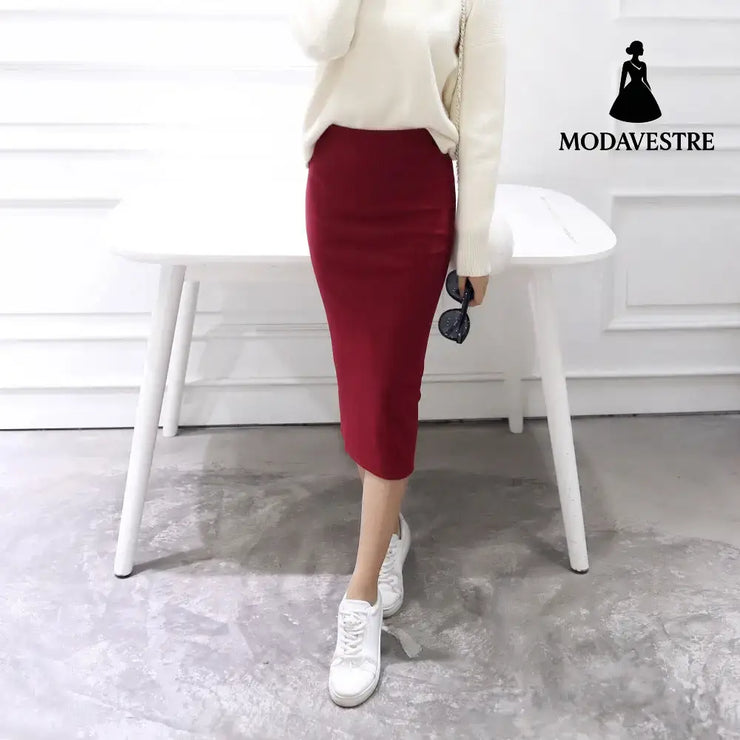 Sexy Chic Pencil Skirts Wine Red / One size