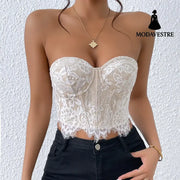 Sexy Lace Eye Curtain Flower High Sense Vest Apricot / L Waistcoat