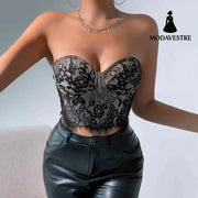 Sexy Lace Eye Curtain Flower High Sense Vest Black / L Waistcoat