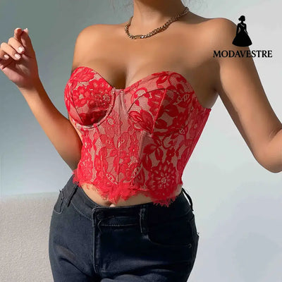 Sexy Lace Eye Curtain Flower High Sense Vest Waistcoat