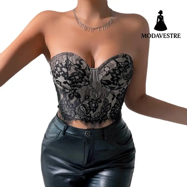 Sexy Lace Eye Curtain Flower High Sense Vest Waistcoat