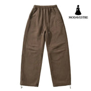 Shake fleece embroidered banana pants for women Brown / S