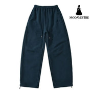 Shake fleece embroidered banana pants for women Navy Blue / S