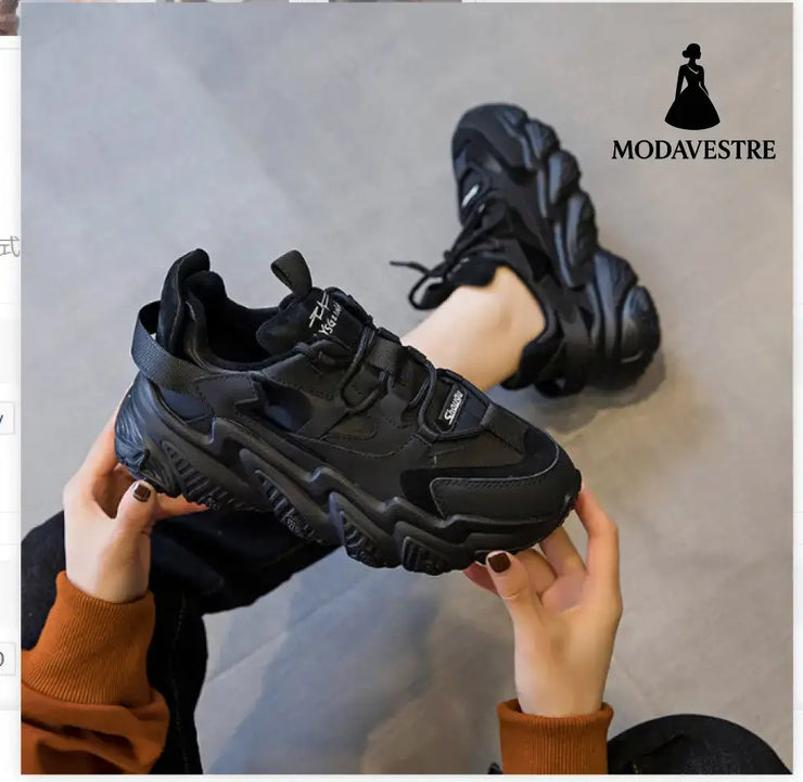 Shoes Women New Thick Soled Women S Shoes Versatile Sports Shoes Black Fashion Net Red Daddy Shoes Spring Black thick