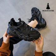 Shoes Women New Thick Soled Women S Shoes Versatile Sports Shoes Black Fashion Net Red Daddy Shoes Spring Black / 35