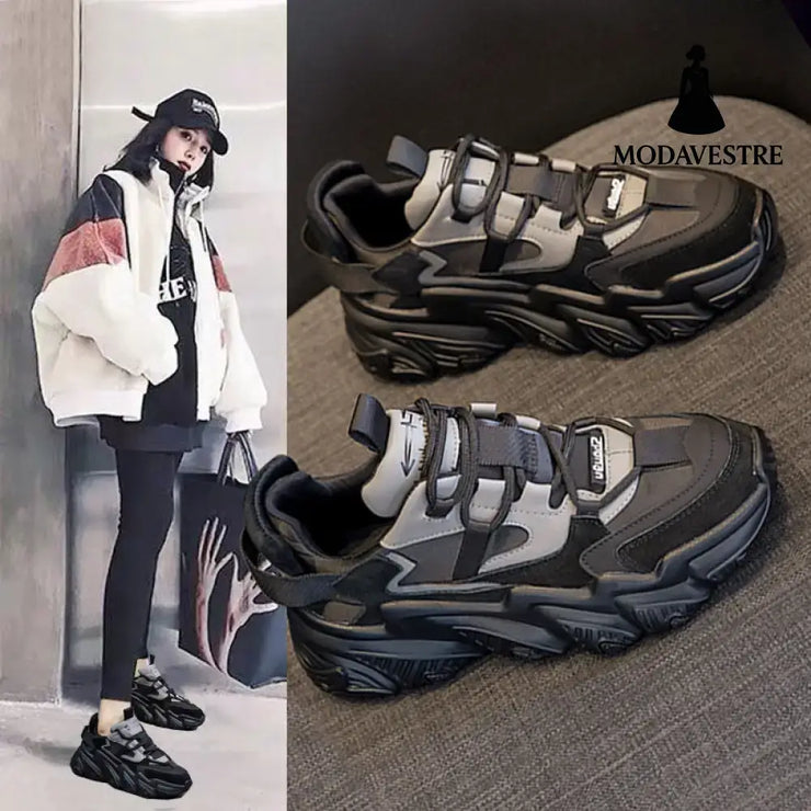 Shoes Women New Thick Soled Women S Shoes Versatile Sports Shoes Black Fashion Net Red Daddy Shoes Spring