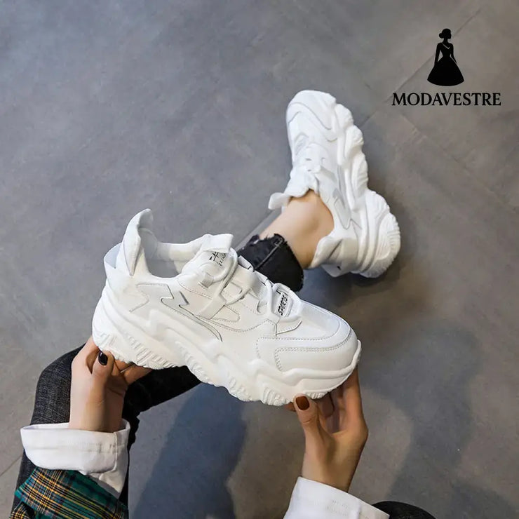 Shoes Women New Thick Soled Women S Shoes Versatile Sports Shoes Black Fashion Net Red Daddy Shoes Spring White / 34