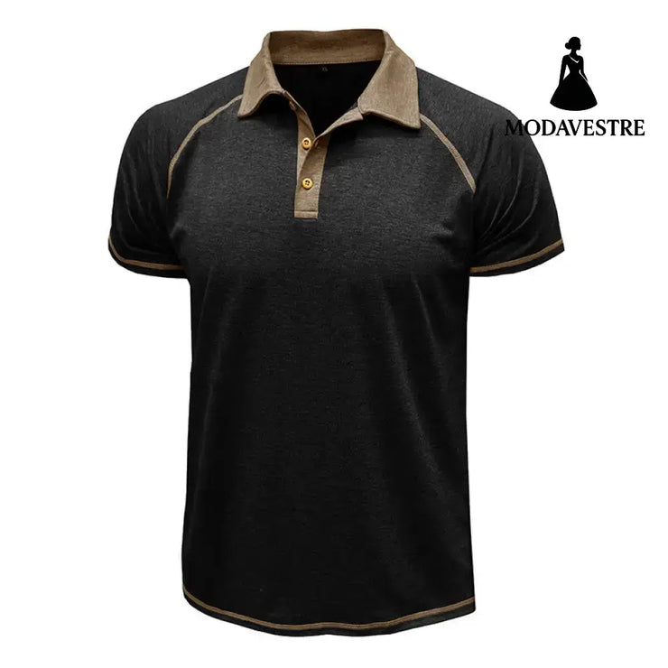 Short-sleeved Lapel T-shirt POLO Bottoming Shirt Men Clothing Black / L T-shirt