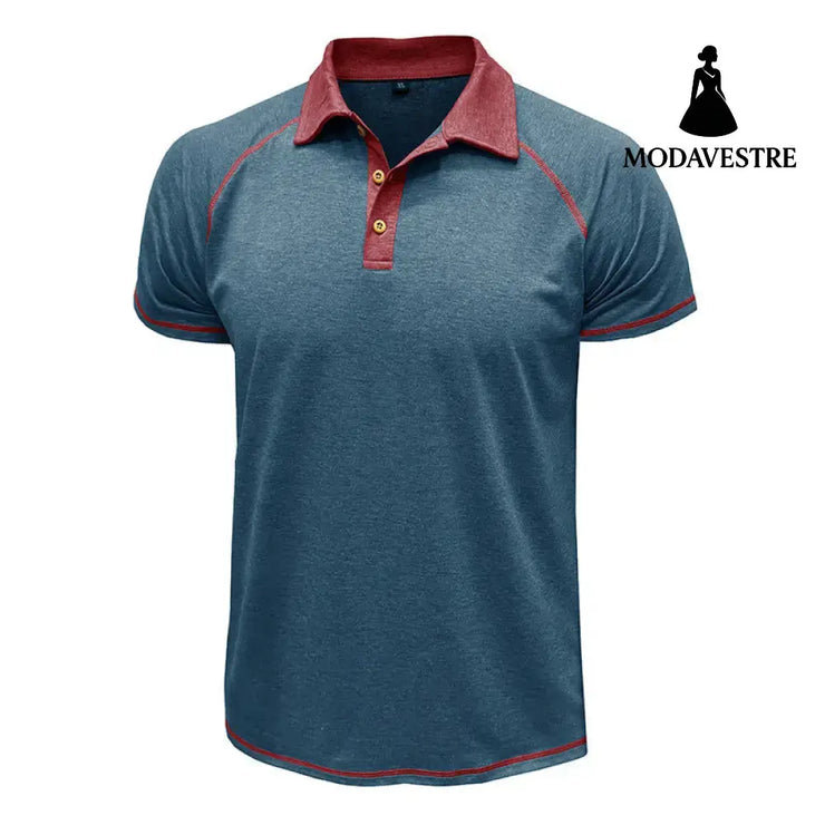 Short-sleeved Lapel T-shirt POLO Bottoming Shirt Men Clothing Blue / L T-shirt