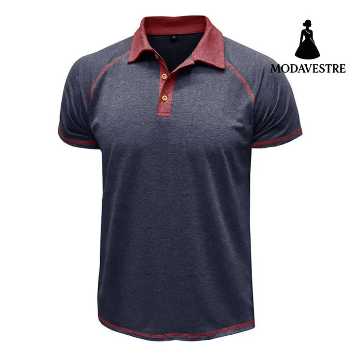 Short-sleeved Lapel T-shirt POLO Bottoming Shirt Men Clothing Dark Blue / L T-shirt