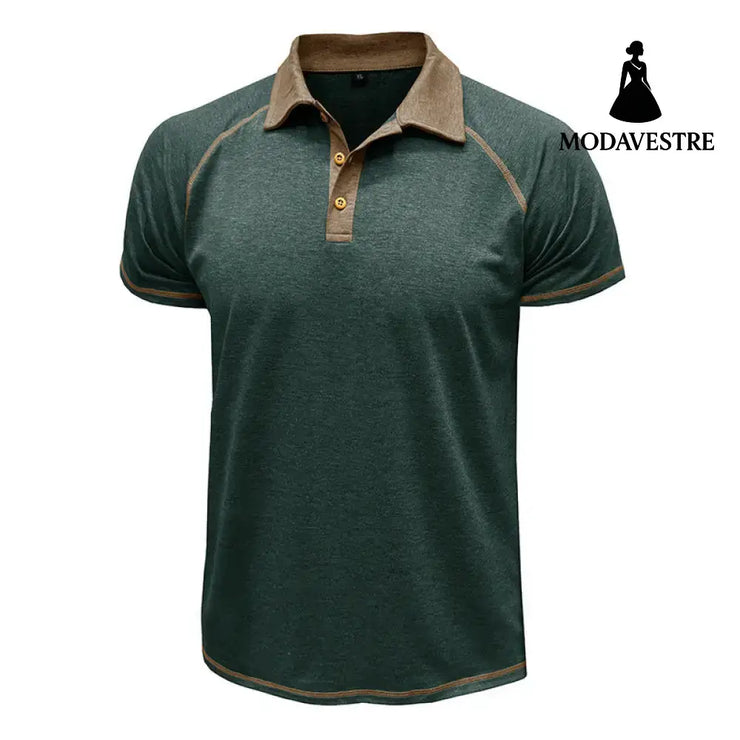 Short-sleeved Lapel T-shirt POLO Bottoming Shirt Men Clothing Green / L T-shirt